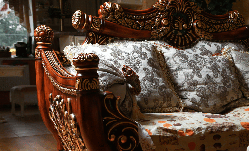 carved wooden sofa