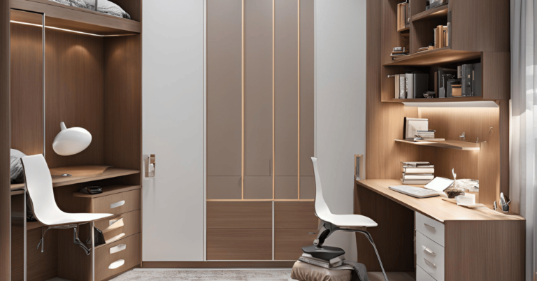 Wardrobe With Study Table Design Ideas | Montdor Interior